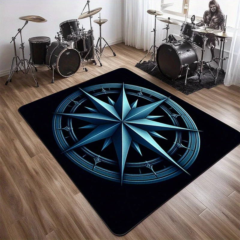 

Vintage Nautical Compass Mat - Non-Slip, Machine Washable Polyester Floor Mat for Studio, Living Room, or Office - Ideal Birthda