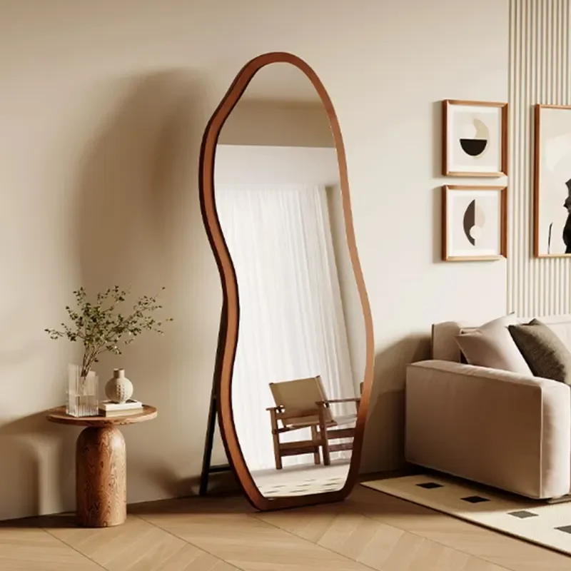 Large Wave Decor Full Length Mirror Glass Wall Mounted or Floor Standing for Bathroom Bedroom Living Room Home Party