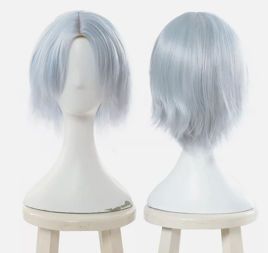 Game Dante Silver White Wigs Cosplay Short Straight Hair Wig