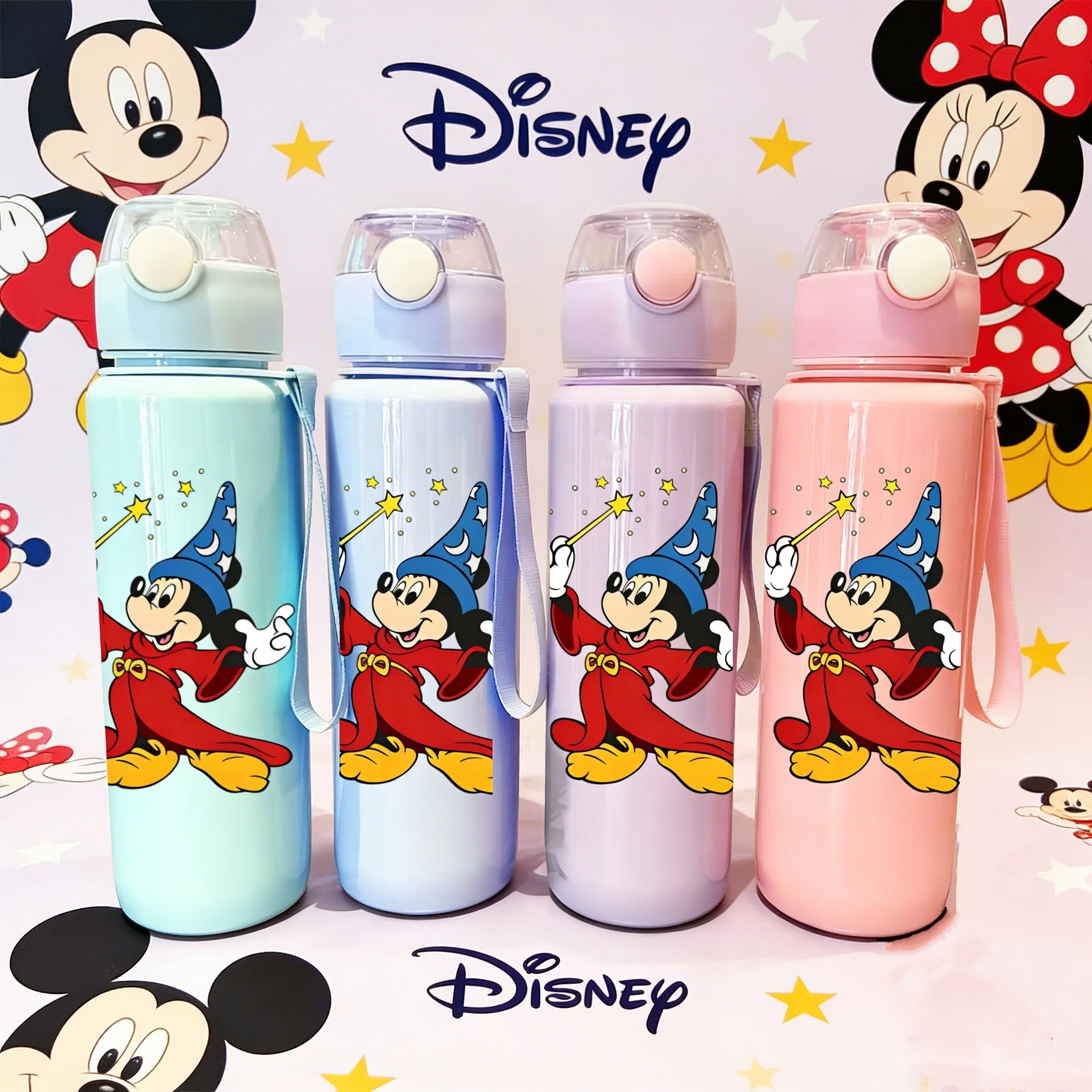 

Бутылка для воды с 3D-принтом Дисней: Микки-волшебник, милый узор, устойчивая к выцветанию, коллекционная, герметичная, многоразовая, для спорта и путешествий