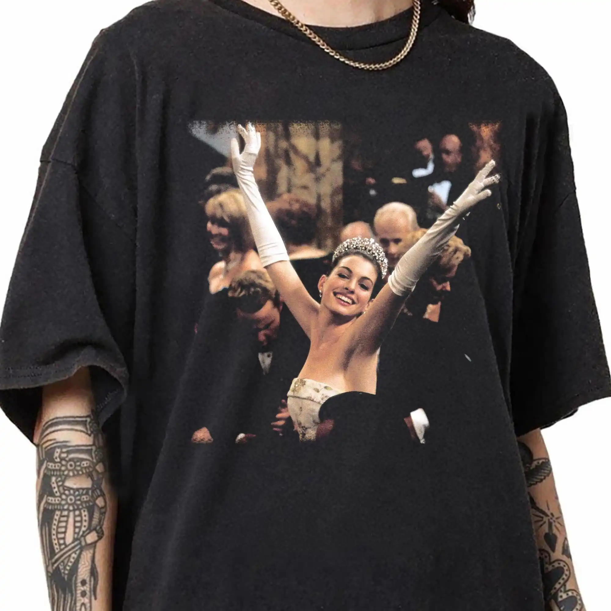 Vintage Anne Hathaway Princess Diaries T-shirt Men Women Oversize Retro 90s Movie Short Sleeve Princess Tee Female Male Clothing