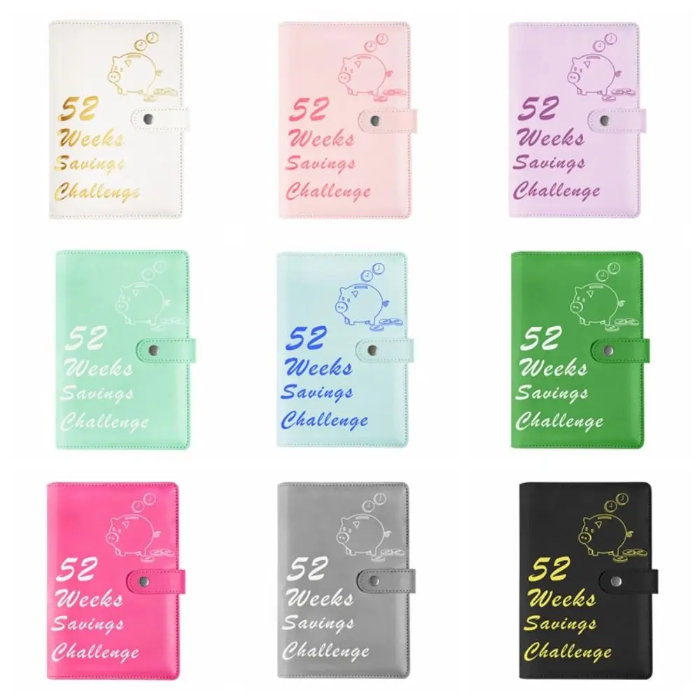 52-Wochen-Umschlag-Herausforderungsordner für lose Blätter, wasserfest, Geldspar-Herausforderungsbuch, buntes Spar-Herausforderungsbuch aus PU-Leder