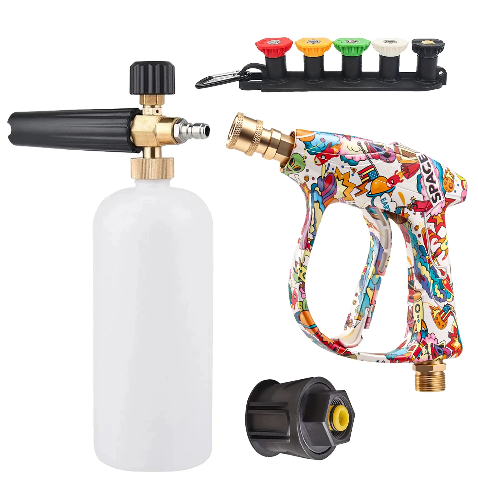 2026 Upgraded High Pressure Washer Gun, Personalized Graffiti Finish, Includes Foam Pot, Adapter & 5-Color Nozzle Set
