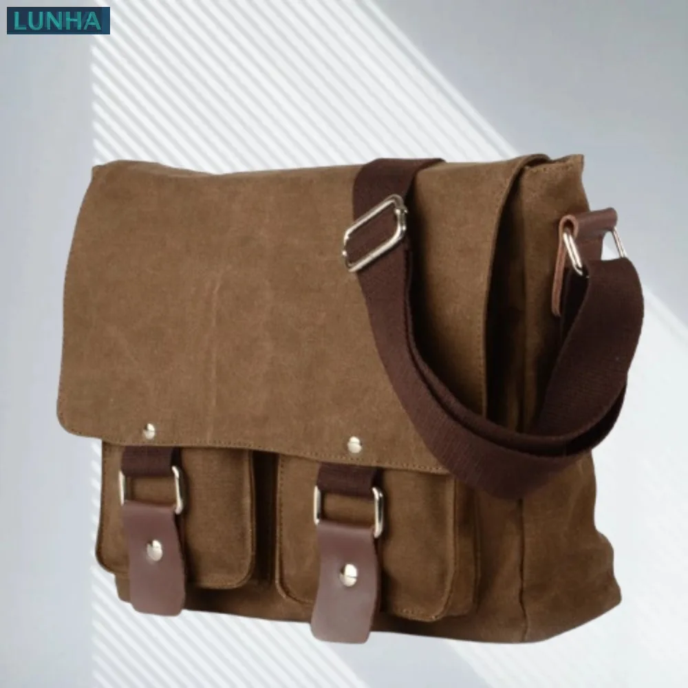 

Men's Canvas Messenger Bag Satchel Crossbody Shoulder Bags for Daily Commute Casual Vintage Lightweight Work Bag