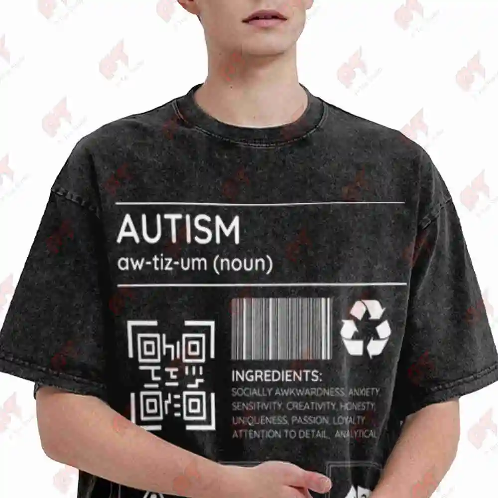 Autism Label Awareness Neurodivergent Mental Health Neurodiverse Vintage Washed Tee Pure Cotton T-Shirt