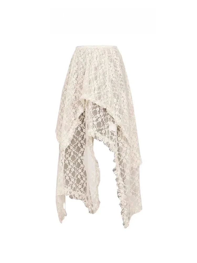

Spicy Girl Irregular Lace ter Skirt Women's Summer New Design Layered Apron Versatile Drapey Lace Skirt Commute Sle