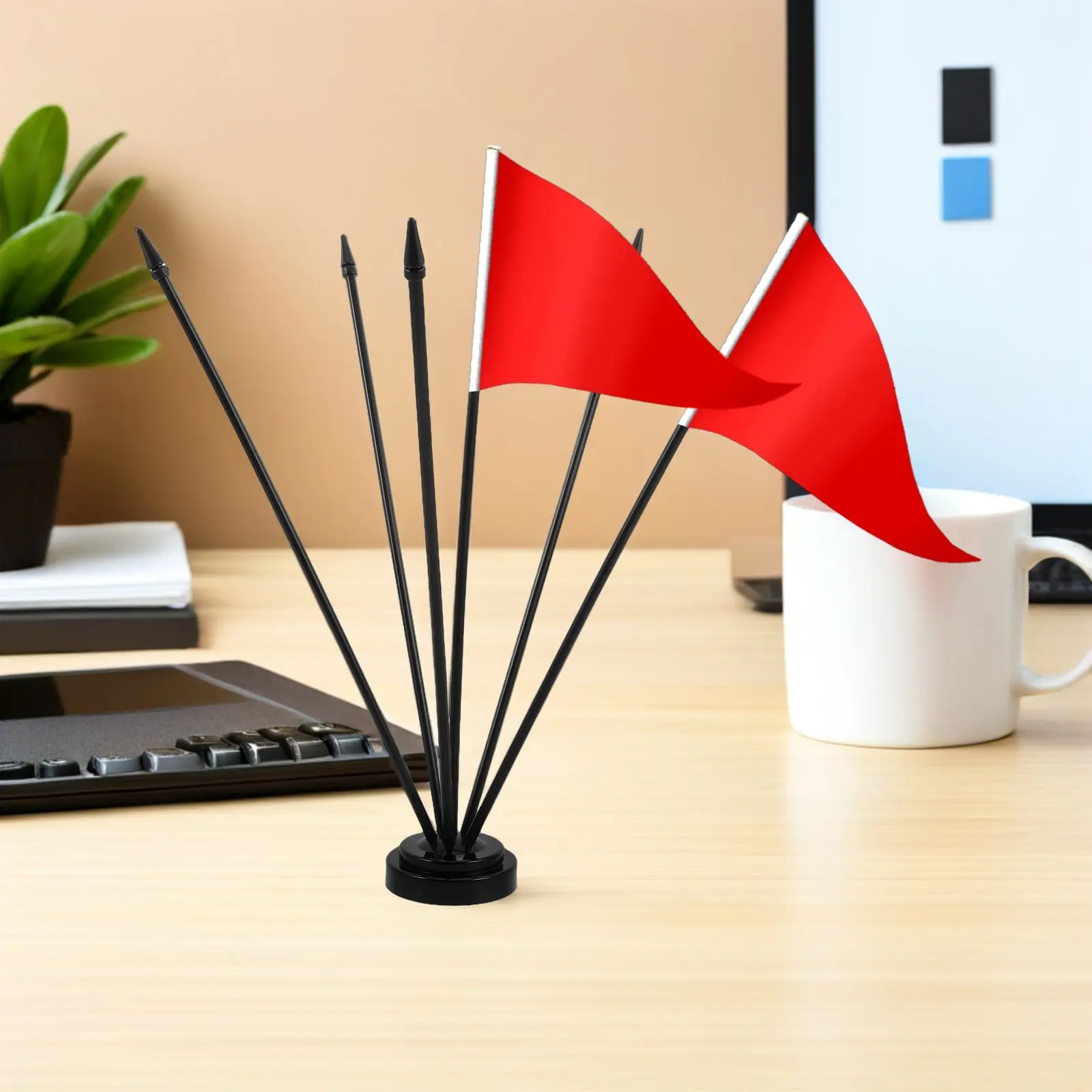 6 Sets Plastic Flag Stand Base for Desk – Stable Tabletop Mini Banner Display Holder, Indoor Flagpole Stand