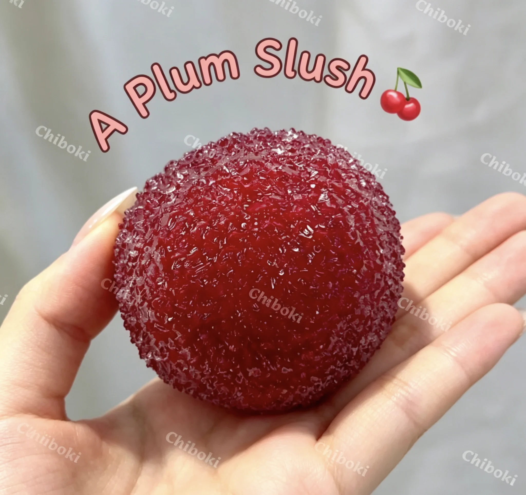 Chiboki! ¡Un delicioso granizado de ciruela! Pelota Blanda Moldeable Sin Rebote con Textura Crujiente de Nieve y Sensación de Gelatina