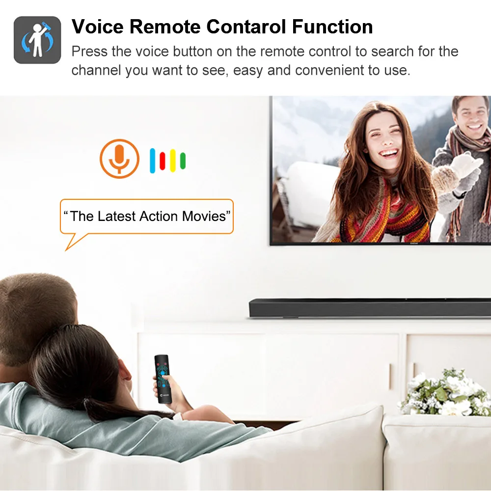Controle remoto de voz para android tv box t9 x96max t8 plus, mini teclado sem fio, 7 cores touchpad retroiluminado, 2.4g