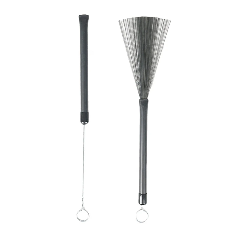 1Pair Retractable Drum Wire Brushes Drum Brush Percussion Wire Brushes Drumsticks Loop End Metal Wire Drum Brush