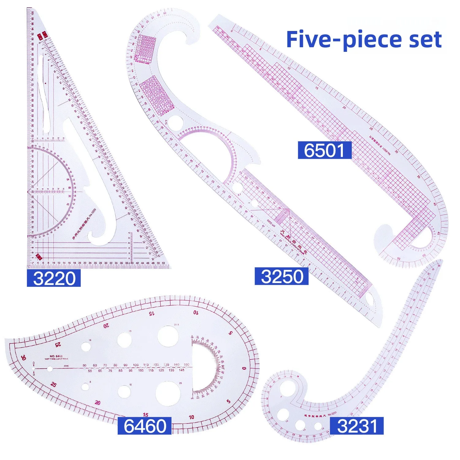 5PCS Pattern Making Ruler Set, Multi-Scale Grading Curve Rulers for Sewing & Tailoring