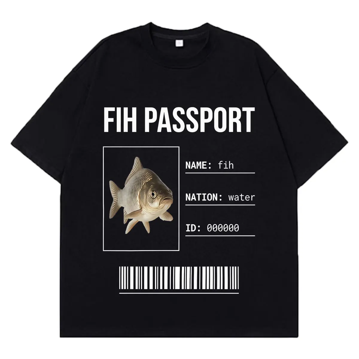 Fih Fish Stupid Funny Meme T-shirt Men Women Fashion T-shirt Summer Short-sleeved Loose Casual Hip-hop Oversized T-shirts Tops
