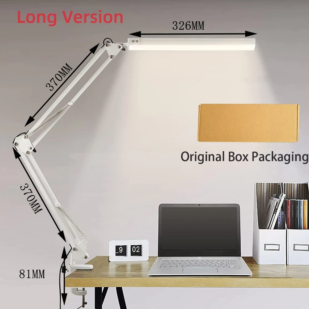 New Led Desk Lamp With Clamp Swing Arm Desk Lamp Dimmable Eye-caring Desk Light With 10 Brightness Level 3 Lighting Modes