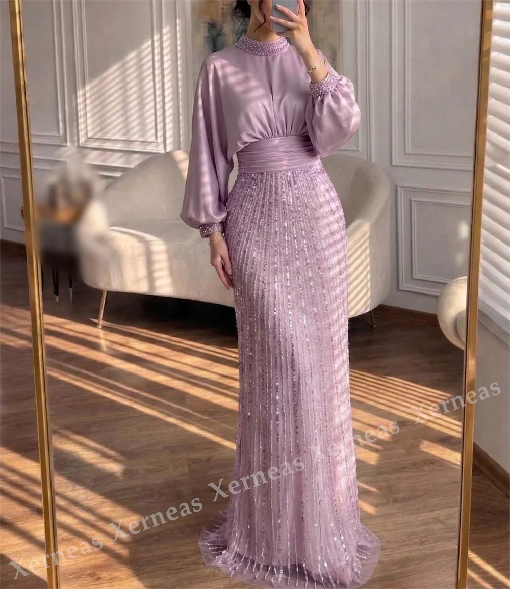 Customized Exquisite High Collar Sparkle Evening Dress A-line Long Dresses Luxury Wedding Party Dress image 5