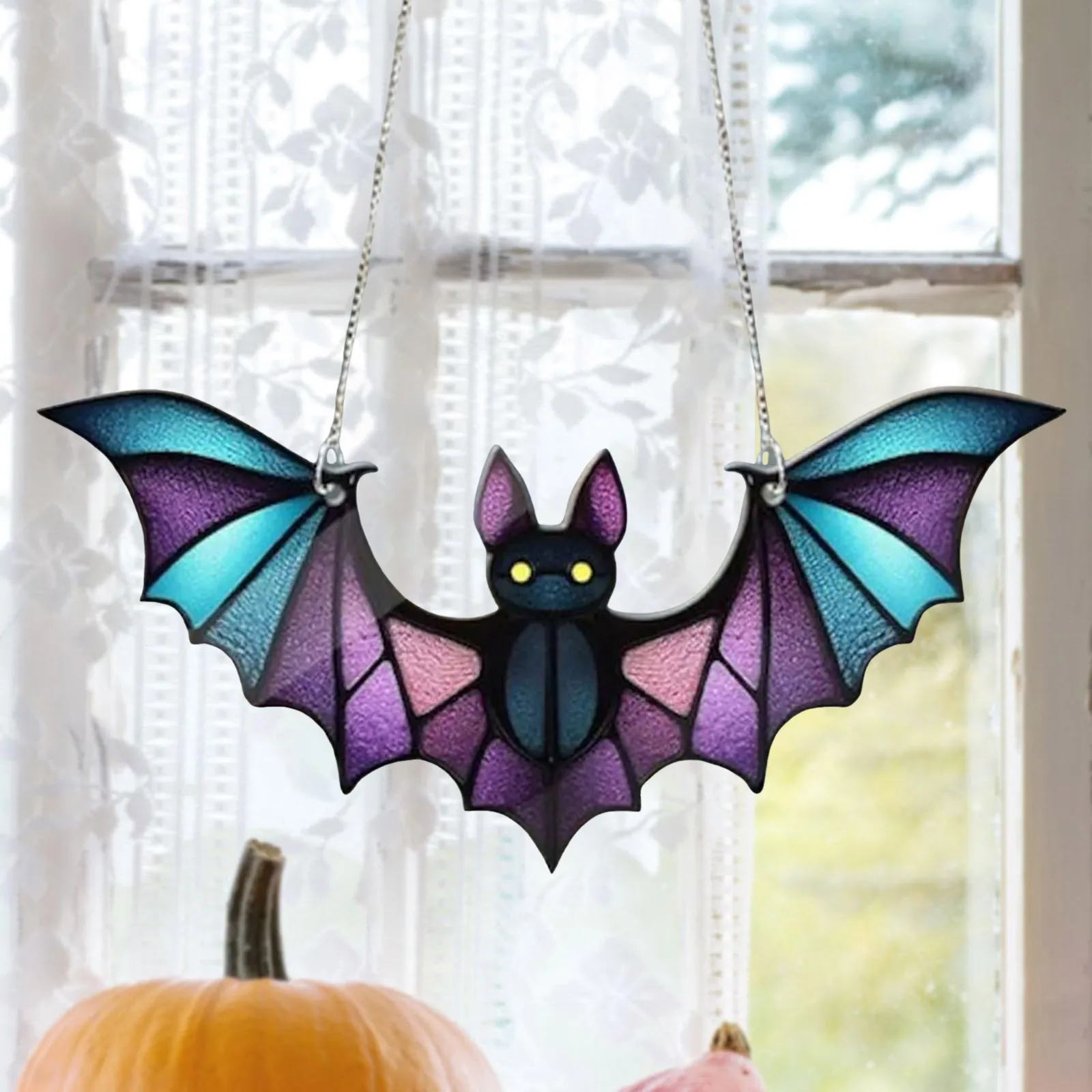 Bat Window Hanging Suncatcher Ornament Halloween Decor For Windows Panels Clear Nylon Thread for Stained Glass Ornament Hangers