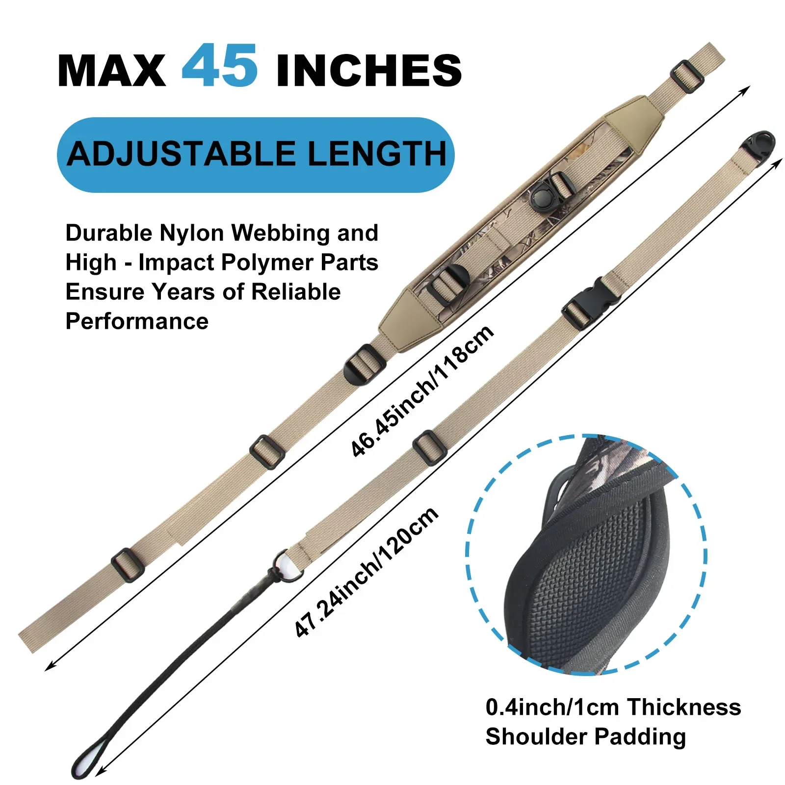 Rifle Sling with Sling Swivels Mount Gun Sling Crossbody Neoprene Hands-Free Shoulder Strap Quick-Release Adjustable Sling Strap