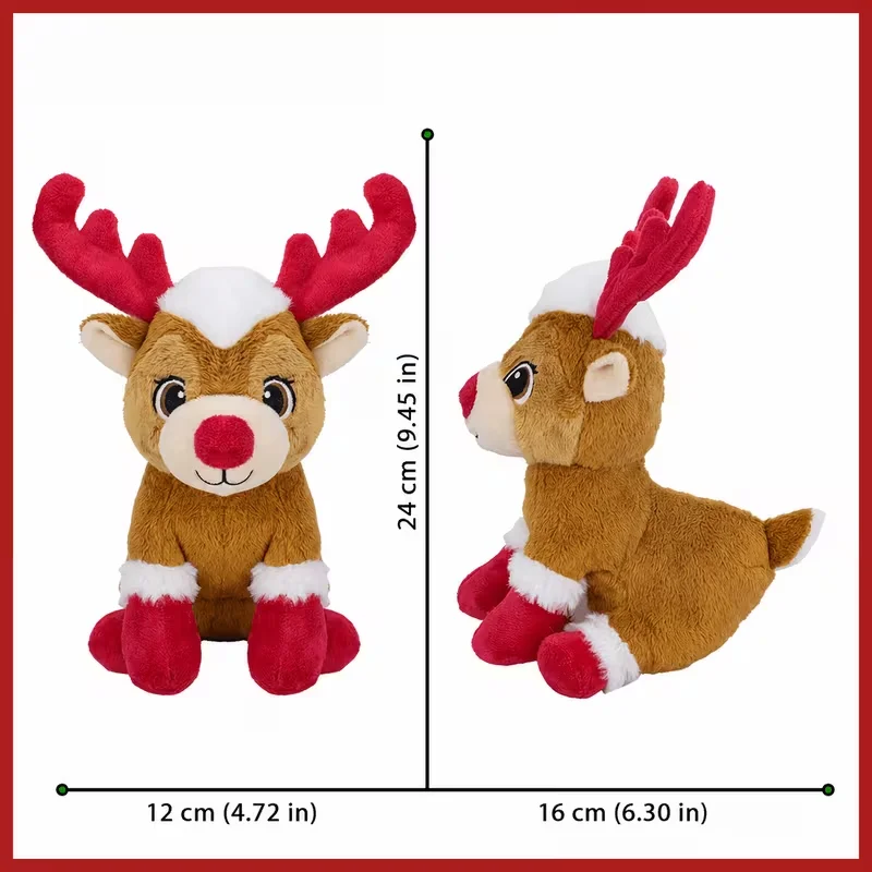 Christmas Plush Dog Elk Toy, Dog Squeaky Toy with Crinkle Paper, Interactive Durable Plush Dog Chew Toys for Puppy, Small, Middle, Large Dogs Training and Reduce Boredom