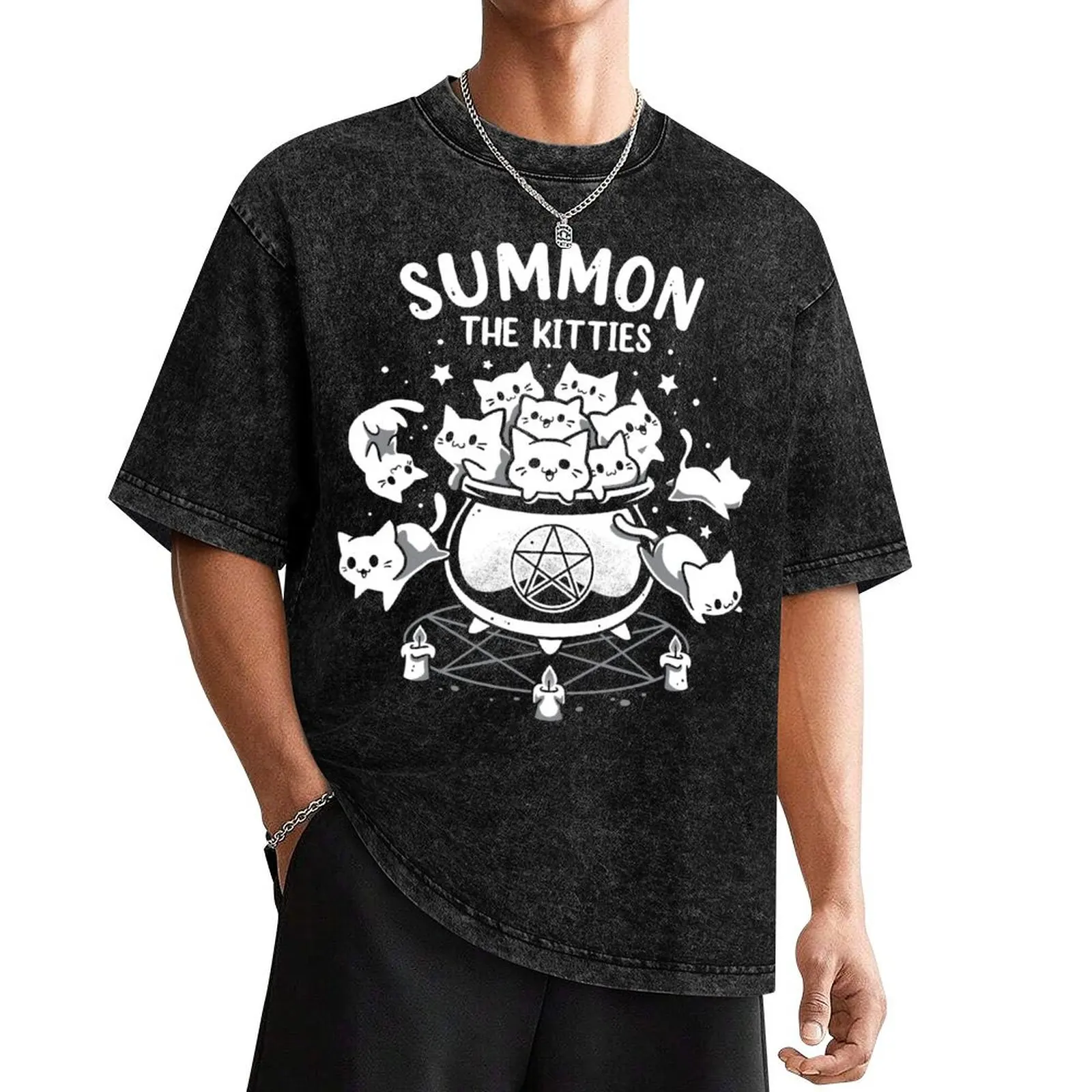 

Summon The Kitties - Witchy Cat Ritual T-Shirt animal prinfor boys Short sleeve tee t shirts for men graphic