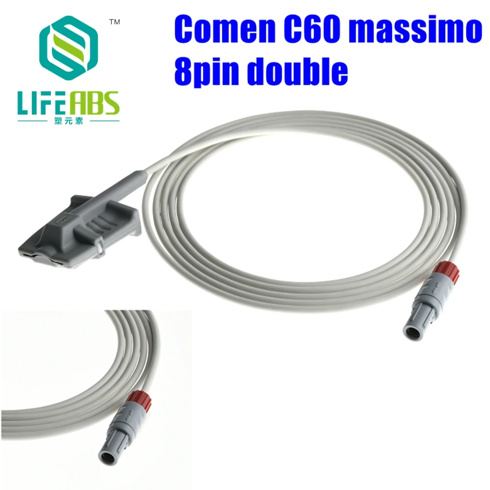 

Child Finger Clip Ear Clip Silicone Long Cable Reusable Spo2 Oxygen Sensor for Comen C60 massimo,8pin Double Patient Monitor