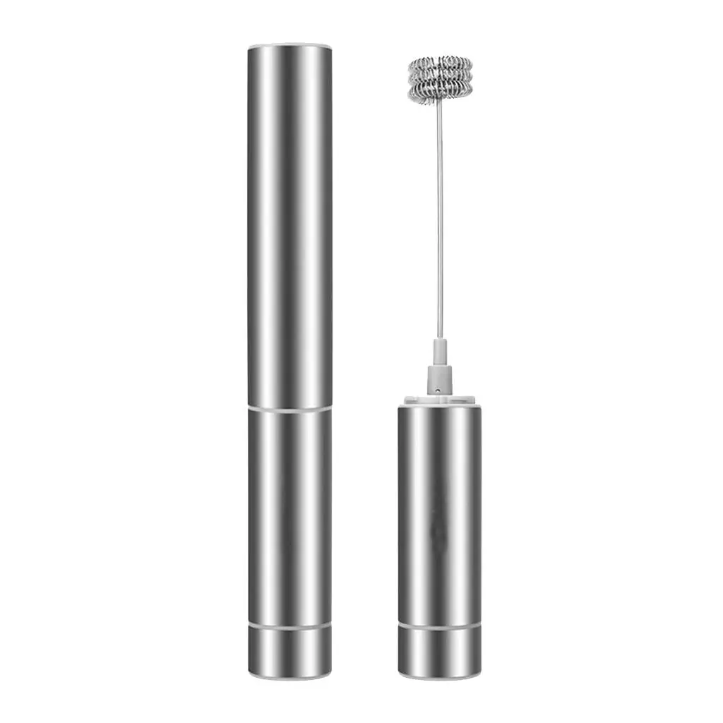 Stainless Steel Milk Frother Battery Operated Handheld Whisk Manual Egg Beater Creamer Pump for Coffee Drinks at Home