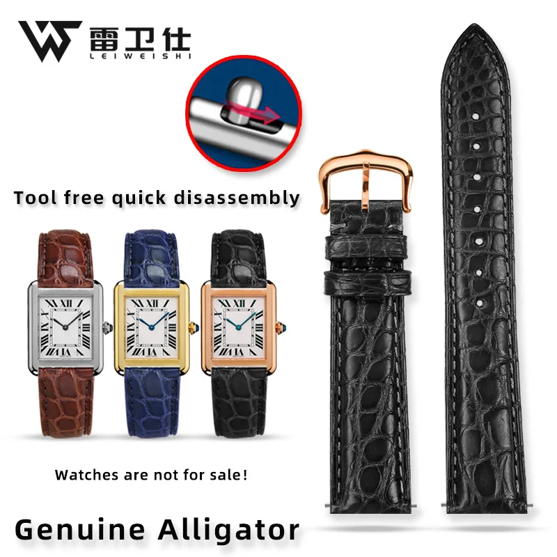 20mm 22mm 23mm Per cinturino in coccodrillo Cartier Carro armato in vera pelle Chiave singola London calibo Bracciale da uomo Nero Marrone blu cinturino