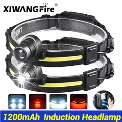 New Sensor Led Headlamp Outdoor Strong Light Zoom 8 Modes Large COB Floodlight Head-mounted Fishing Light Running Headlamp