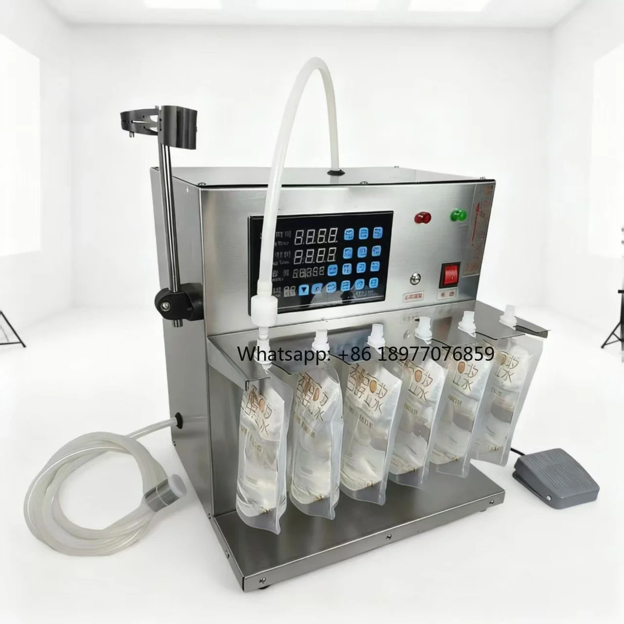 Semi-automatic Spray Bag Mini Liquid Filling Machine With Tabletop Upright Bag Metering Pump For Beer, Water, And Beverages