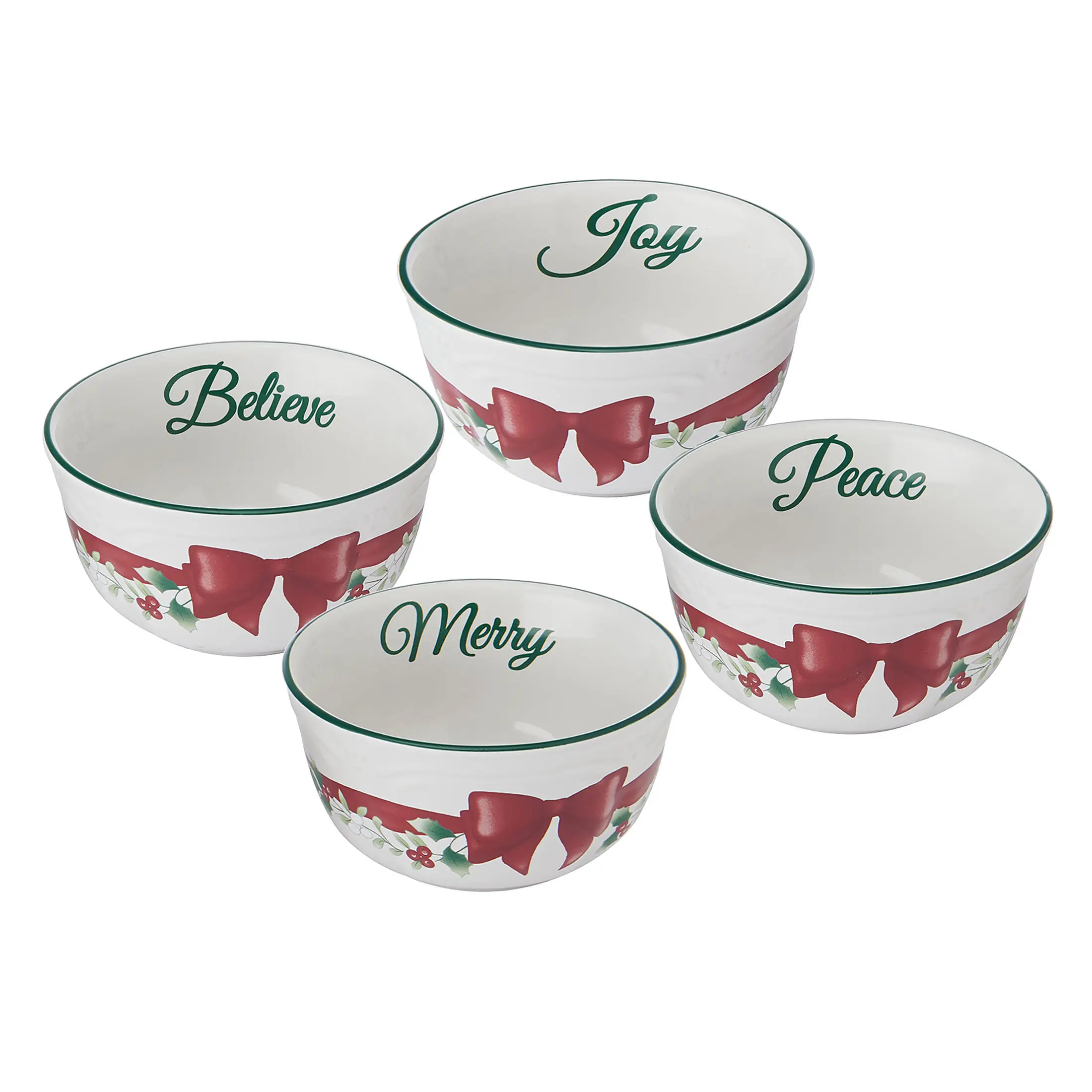 

Stoneware red ribbon tableware bowl 4.5 inches set of four
