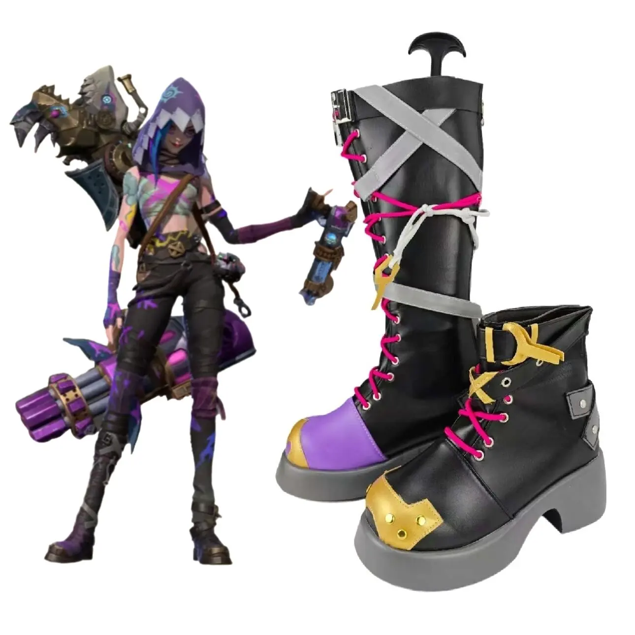 arcane-jinx-cosplay-shoes-one-long-one-short-boots-custom-made