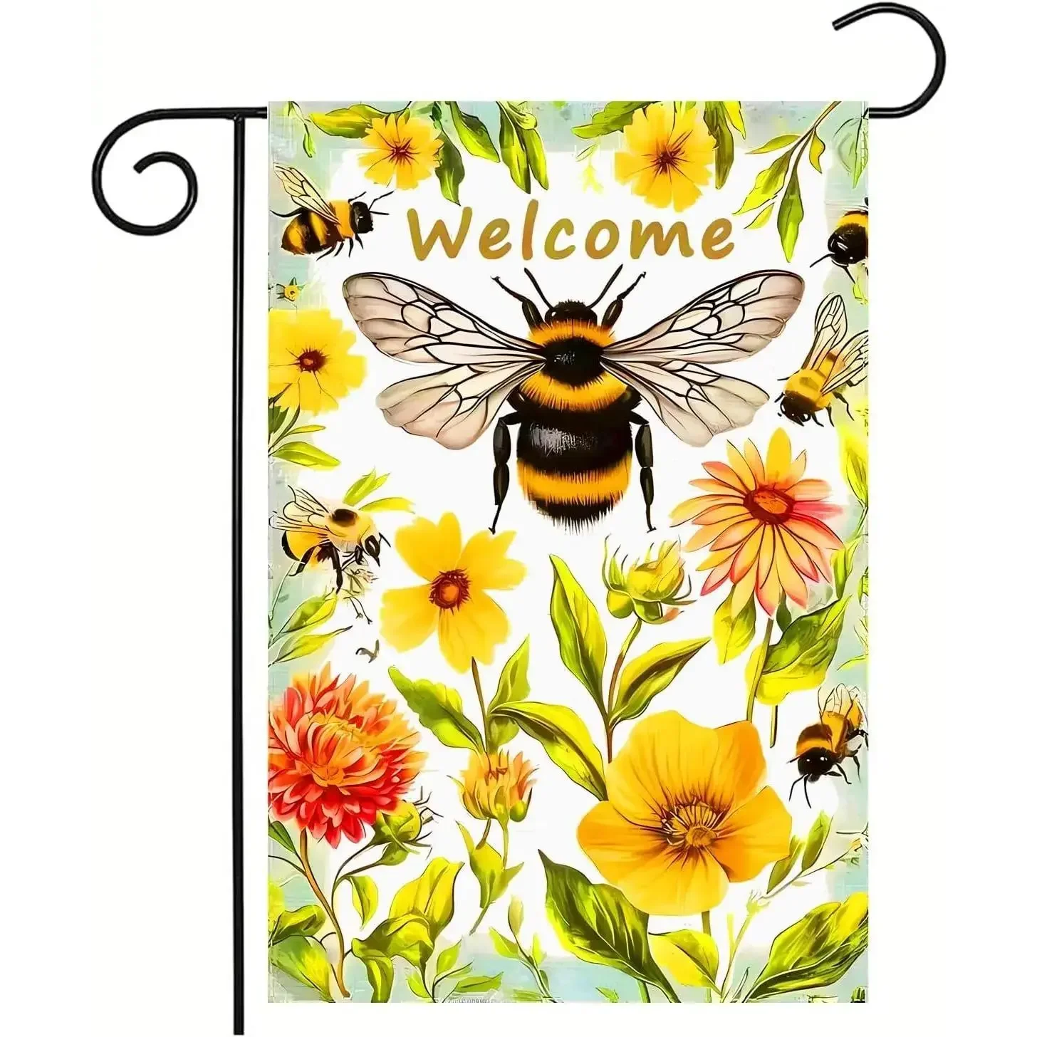 12x18 in Double-Sided Floral Welcome Spring Garden Flag, Outdoor Home Supplies for Patio, Lawn