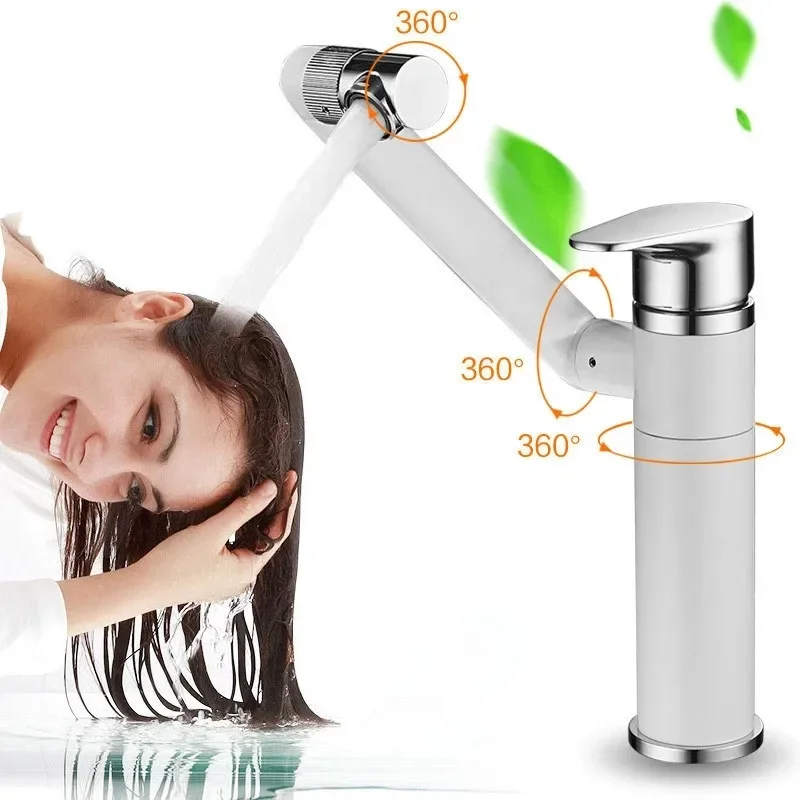 

Multi-functions Basin Faucet Rotatable Bathroom Mixer Tap Gold/Black/white/Chrome Wash basin Hot and Cold Sink White Chrome