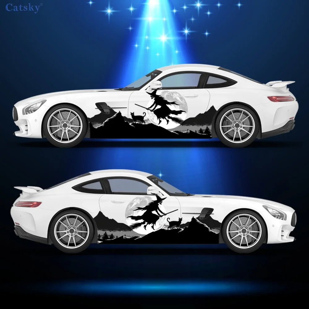 Witch and cat sticker for car and truck, durable, fade resistant, easy to install and remove - Enhance the beauty of your vehicl