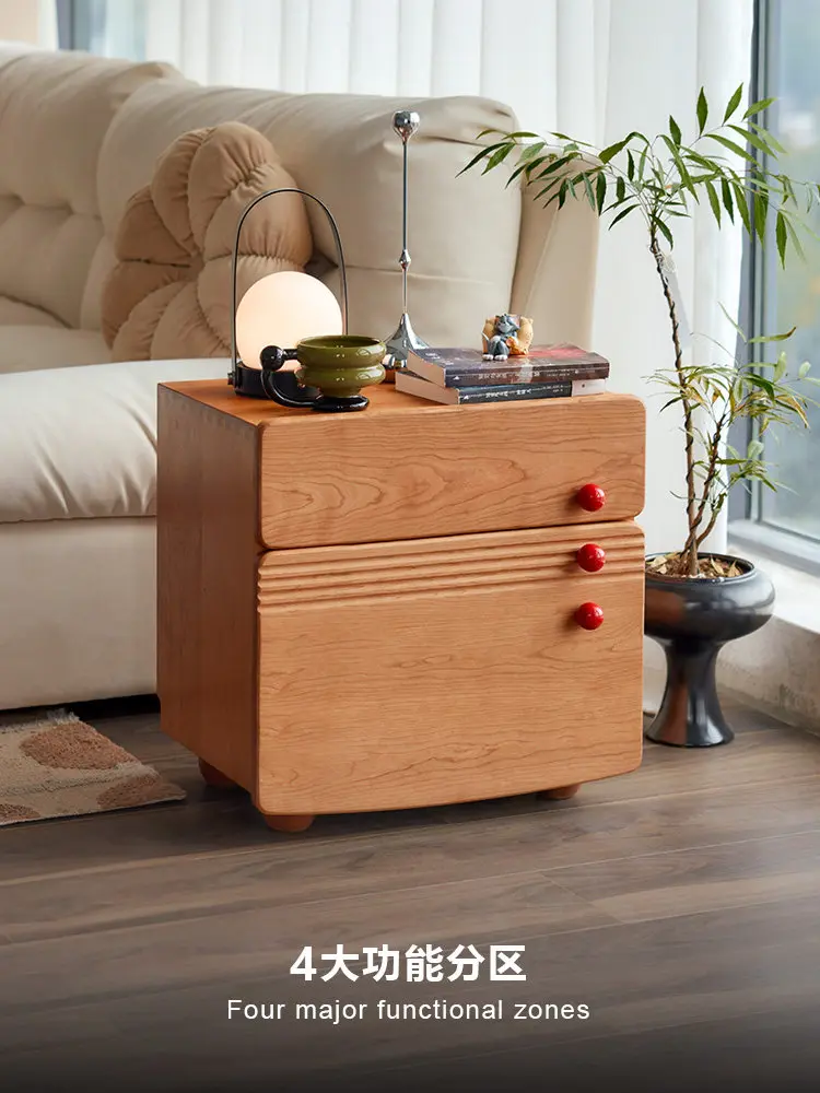 Solid wood bedside table Bedroom bedside Small apartment storage cabinet Cherry wood sofa side cabinet Large capacity locker