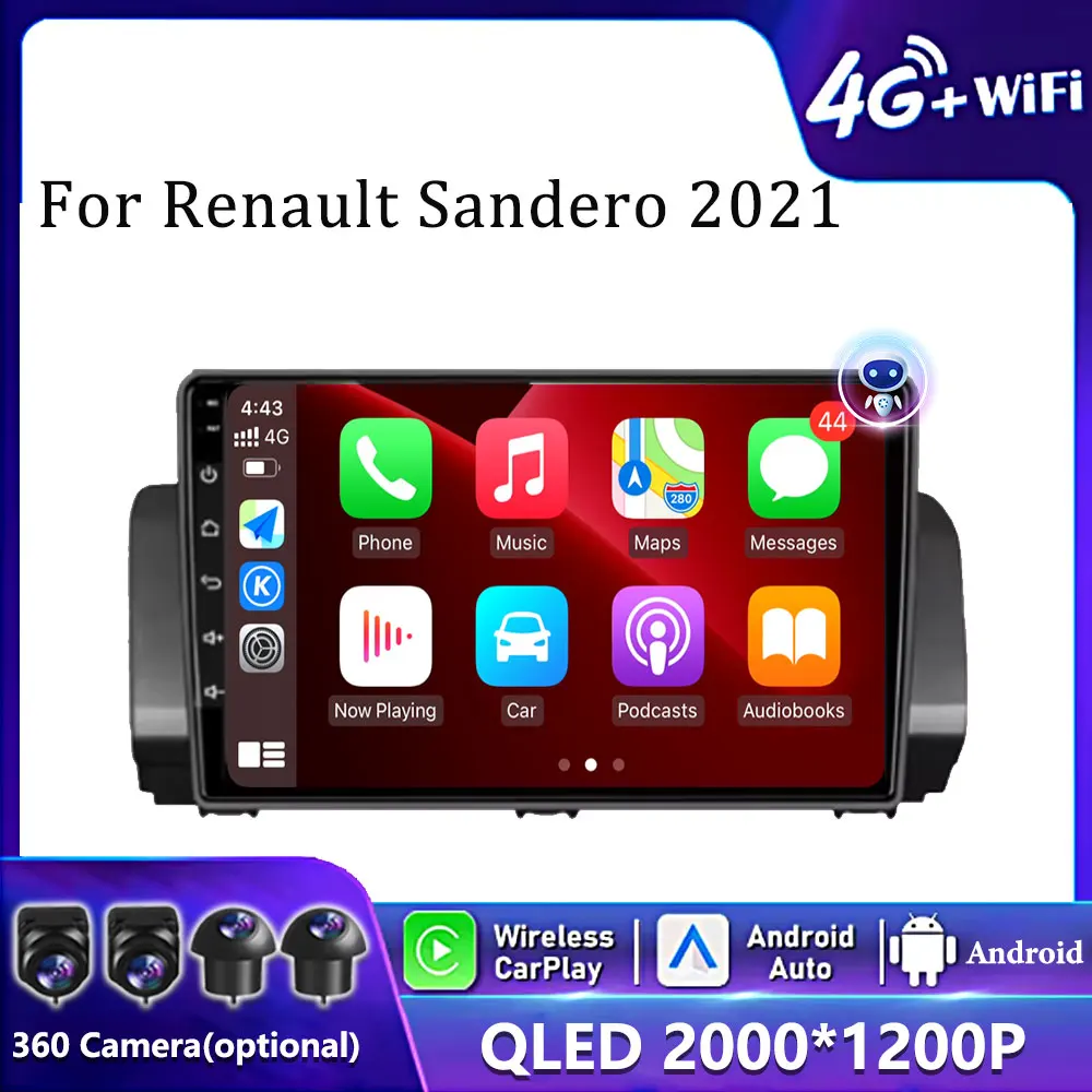 

Android 14 Carplay Auto WIFI+4G For Renault Sandero 2021-2023 Car Radio Multimedia GPS Video Player Stereo 2din Head Unit Audio