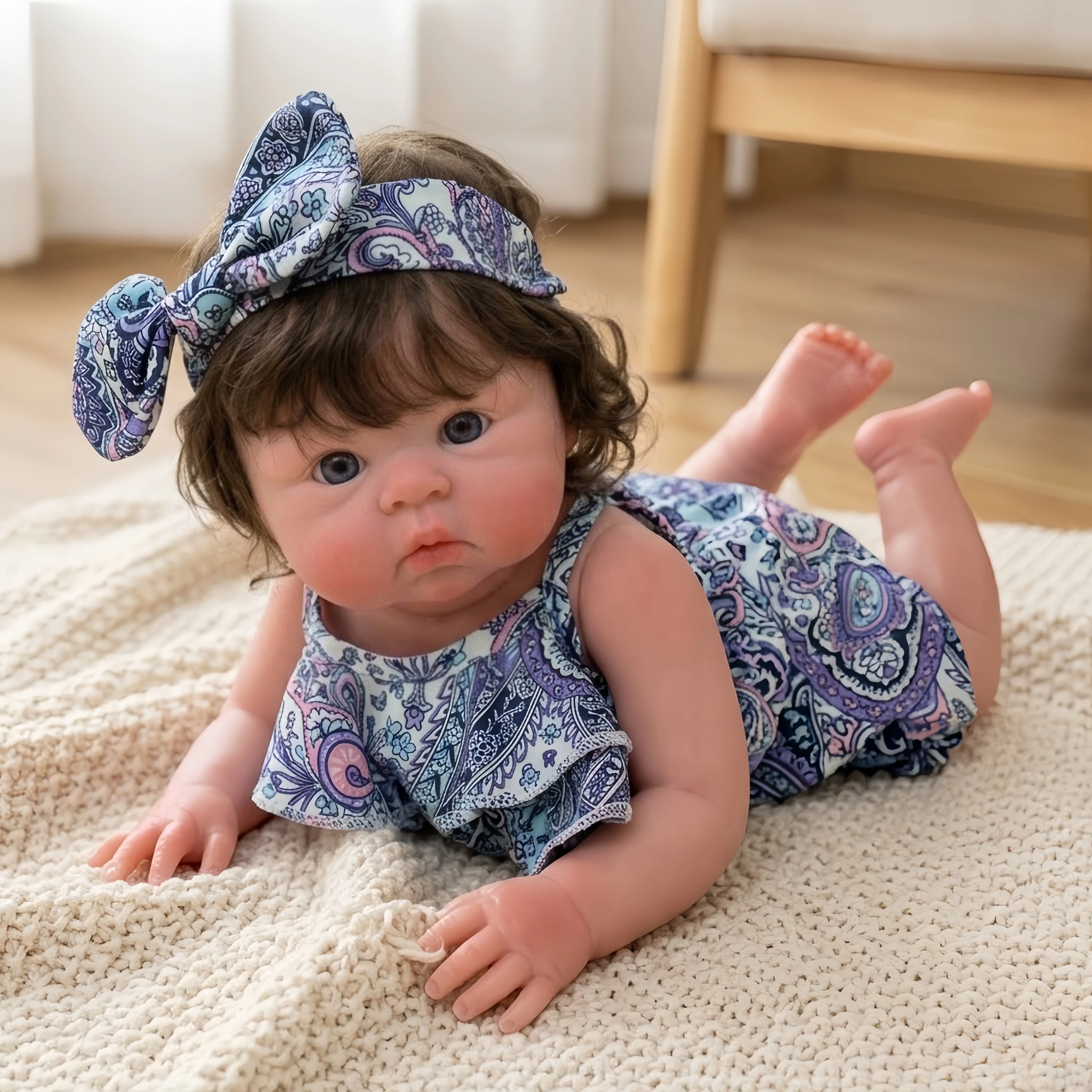 

18-дюймовая кукла-реборн девочка с открытым ртом и вросшими волосами, раскрашенная, из мягкого силикона, реалистичная, как новорожденная, идеальный подарок