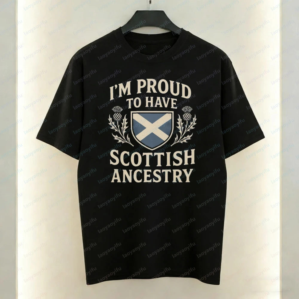 Proud Scottish Heritage Unisex Cotton Shirt Scottish Ancestry Tee Patriotic Streetwear Sports Events Vintage Men's Clothing