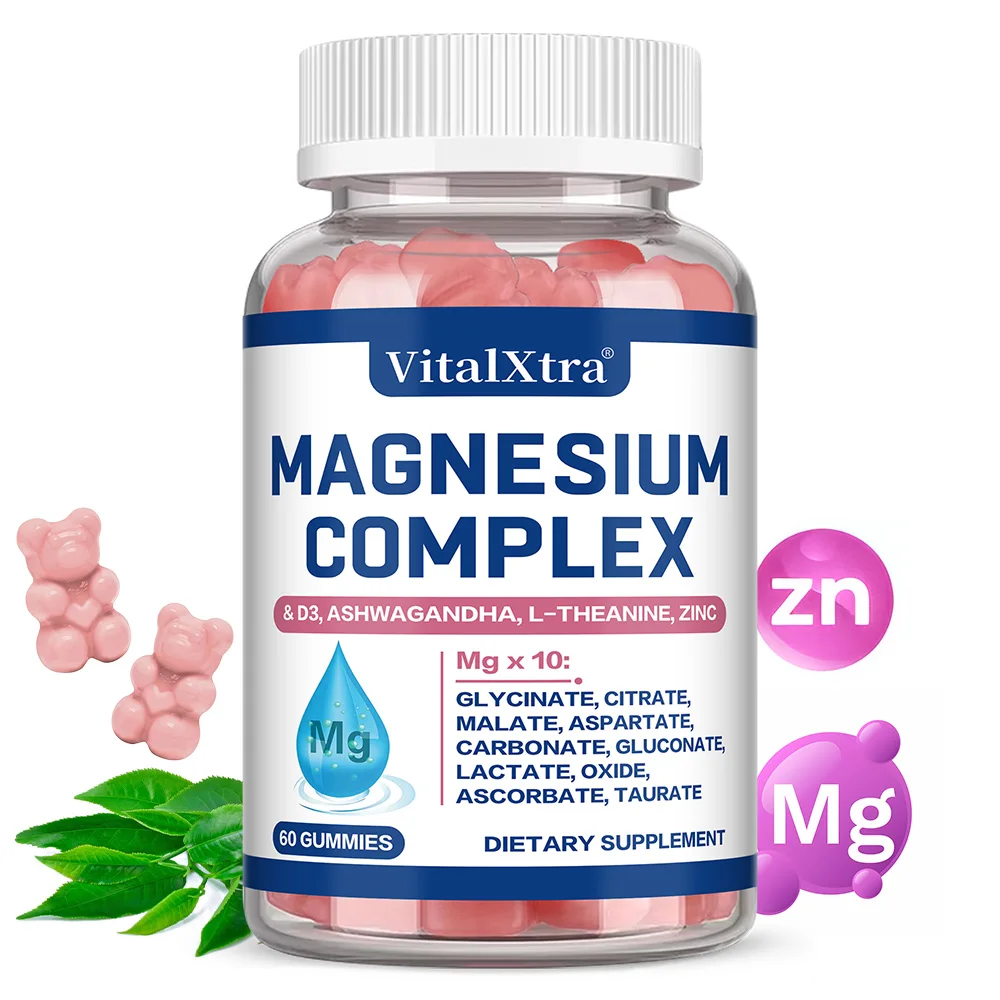 Magnesium Complex Gummies with Ashwagandha L Theanine Vitamin D3 Zinc Sleep Calm Support