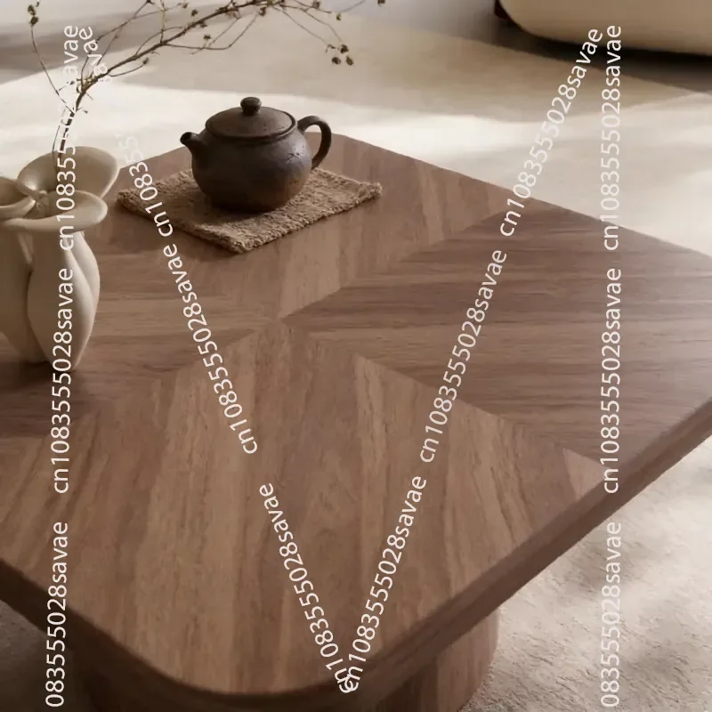 Antique Wood Grain Style Durable Coffee Table Natural Texture Living Room Interior Home Furniture