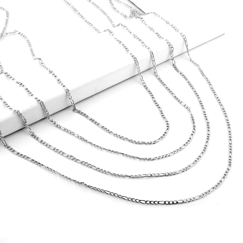 LUXUKISSKIDS 5pcs/lots Wholesale Figaro Chain For Woman/Men 2.3mm Width Link Necklaces Stainless Steel DIY Collier Making Parts