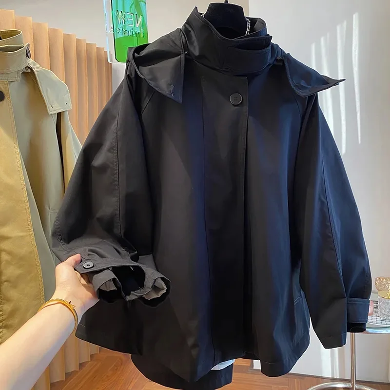 Veste femme coupe-vent printemps automne Version coréenne à capuche dame vêtements d'extérieur loisirs avancé confortable dames Trench Coat