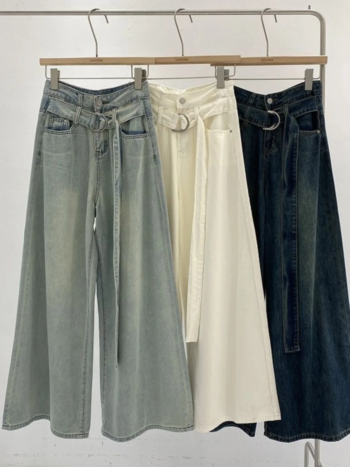 

High Waist Straight Leg Jeans plus Size Loose Fit Floor Length Casual Korean Sle Denim Trousers for Women over 300 Pou