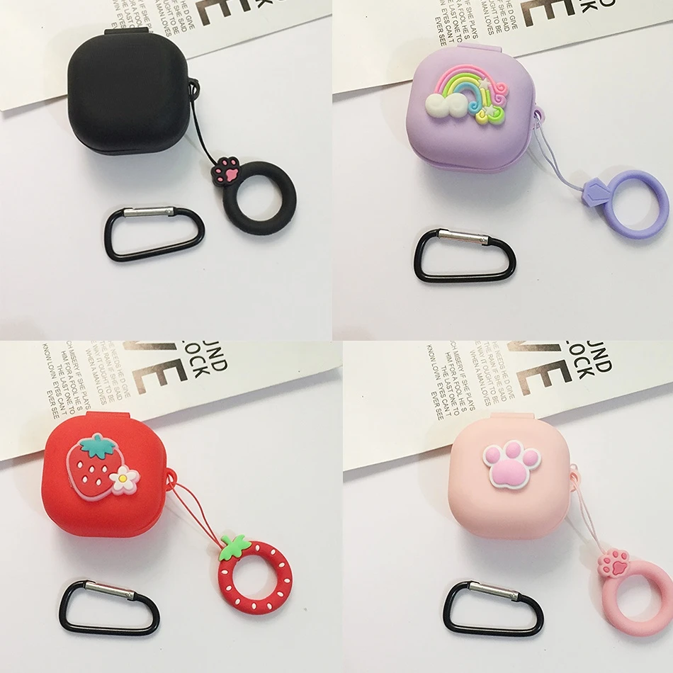 ل يدق صالح برو حالة لطيف الكرتون سماعة سيليكون غطاء مع قلادة عصابة مكافحة سقوط الحال بالنسبة علبة صندوق الهاتف الجميل beatsfitpro