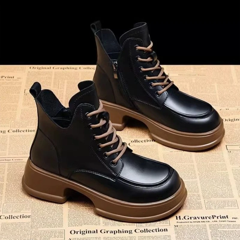 

Элегантные женские ботильоны на низком каблуке, армейский панк-стиль, черная шикарная обувь из искусственной кожи, удобные женские короткие туфли в готическом стиле