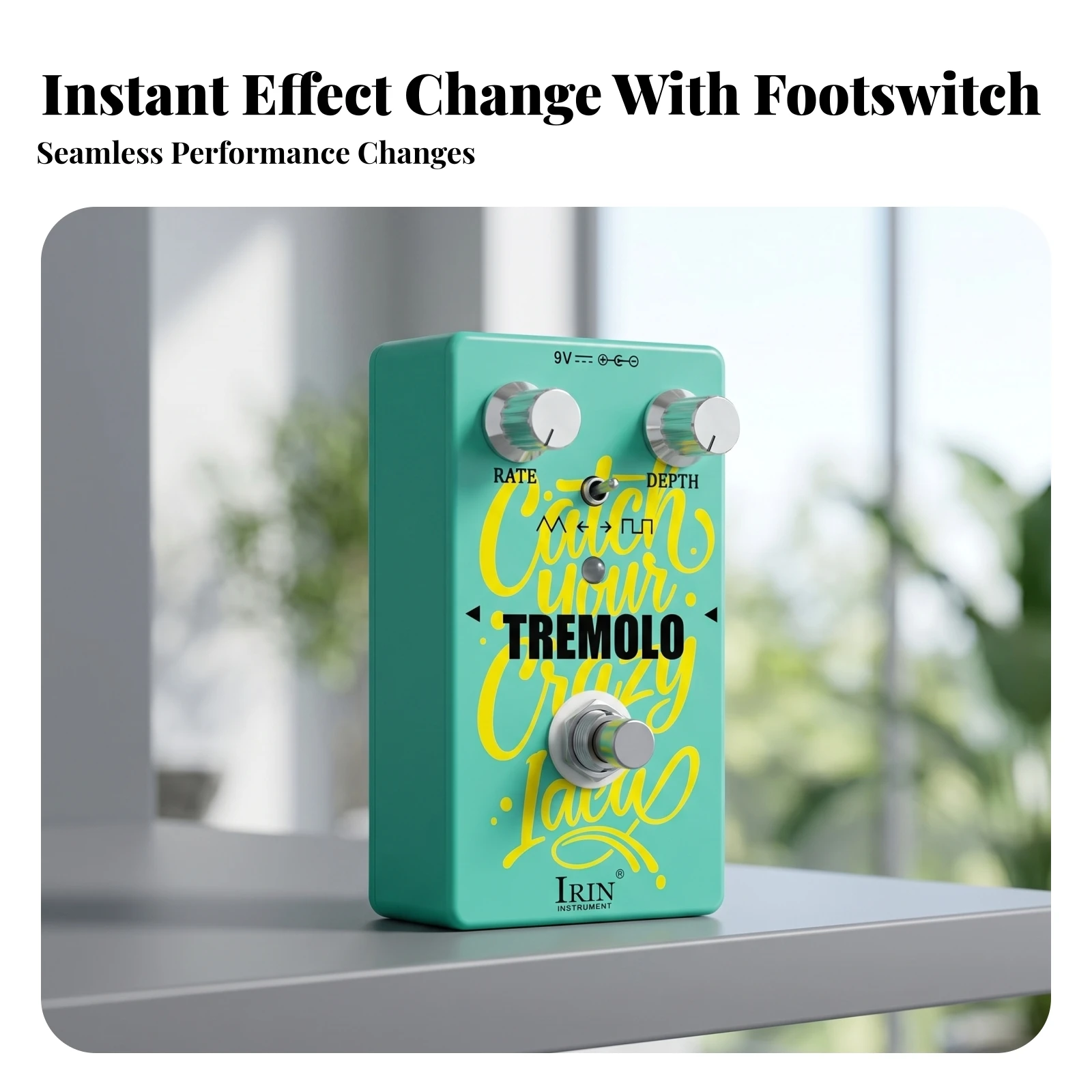Stomp Switch Guitar Tremolo Effect Pedal Zinc Alloy Green Finish Tremolo Pedal Music Gear