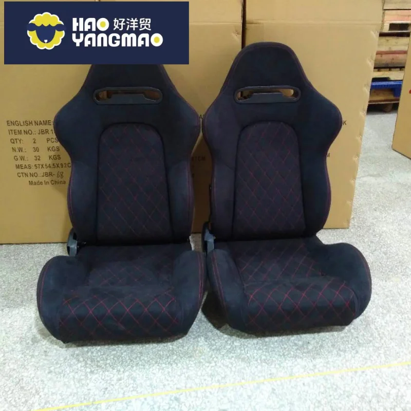 Suitable for Black Stitch Suede Reclining Car Seats New Design Sport Seats Made of Fabric and PVC Material