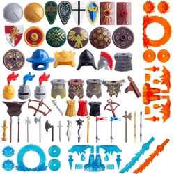 Medieval Weapon Building Block Soldier Parts Military Armor Shield Printing Accessories MOC Hero Figure Mini Brick Toys for Kids