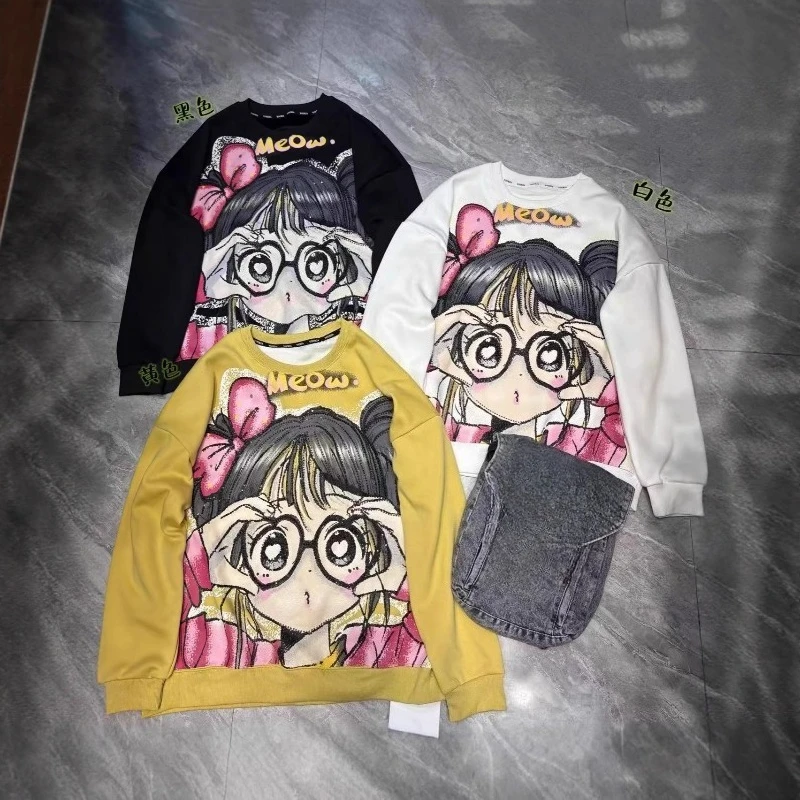 النمط الأوروبي قصيرة المتضخم س الرقبة هوديس المرأة موضة رسالة شخصية التصحيح الكتابة على الجدران فضفاضة عادية مقنع البلوز #2