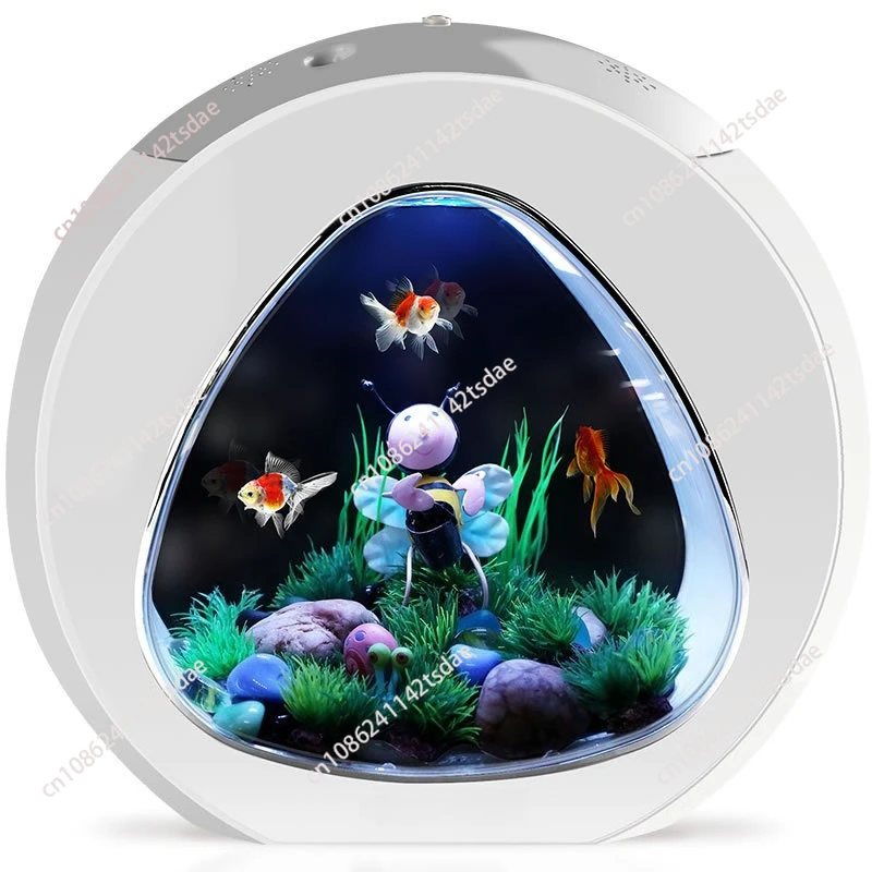 Desktop fish tank aquarium, small ornamental goldfish tank ecological acrylic free of water change