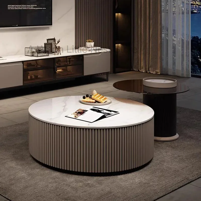 

Luxury Modern Coffee Table Minimalist Italian Aesthetic Round High Quality Service Writing Mesa Auxiliar Lounge Suite Furniture