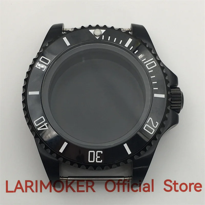 

LARIMOKER New 44mm Dlack PVD Watch Case Sapphire Glass Fit NH34 to NH39 ETA 2836 Mingzhu DG2813 3804 Miyota 8205 8215 Movement